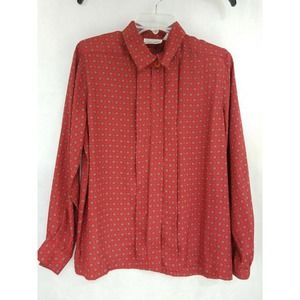Alfred Dunner Pleat Front Secretary Blouse Red 12